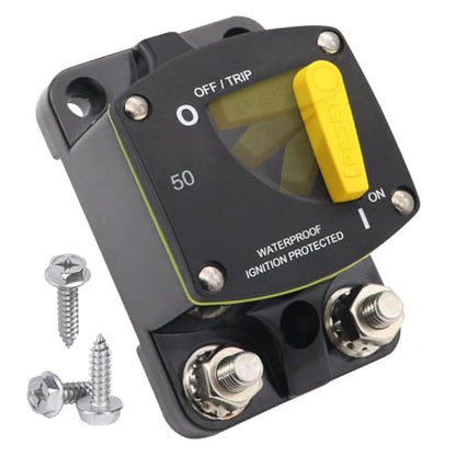 50A Amp Battery Switch Circuit Breaker w/5/16 Studs Waterproof - color: New version, size: 50A