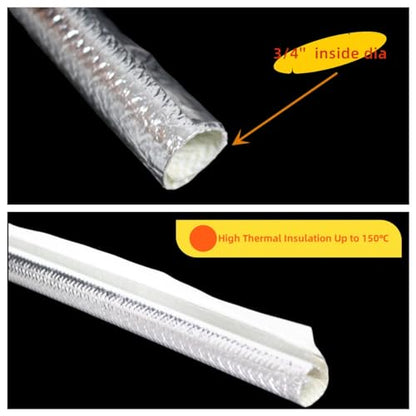 19mm - 3/4" Self-wrap Aluminum Heat Shield Sleeve Thermal Reflective Side Entry High Temperature for Hoses, Wire Harnesses, Cables, Automotive, Exhaust 39" (1 Meter) - size: 19mm - 3/4" Dia - 39" Long