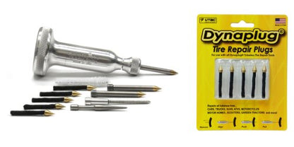 Dynaplug Tubeless Tire Repair Tool Kit, Xtreme Aluminum, Along with Extra Repair Plugs 5-Pack - color: silver