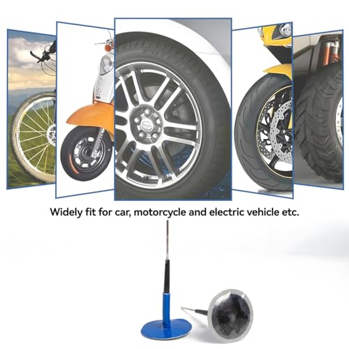 Zpana 24PCS Car Combination Repair Unit, 1/4" M6 Rubber Vehicle Mushroom Nail Tire Repair Patch Plug, Automotive Tyre Patch Puncture Repair Plug, Universal for Bicycle Motorcycle Truck