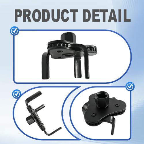 DSkoiph Adjustable Oil Filter Wrench 1/2 to 3/8 Inches Square Drive Socket