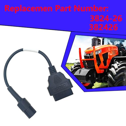 OBD2 Adapter Cable 3824-26,Fit for KUBOTA Vehicles 4 Pin OBD2 16Pin to OBD1 4Pin OBDII Car Diagnostic Connector Compatible with OBD II Diagnostic Scanner ，Replace 3824-26 382426