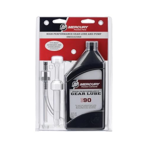 Mercury SAE 90 High Performance Gear Lube with Pump for Outboards and Sterndrives, 1 Quart - 8M0222068