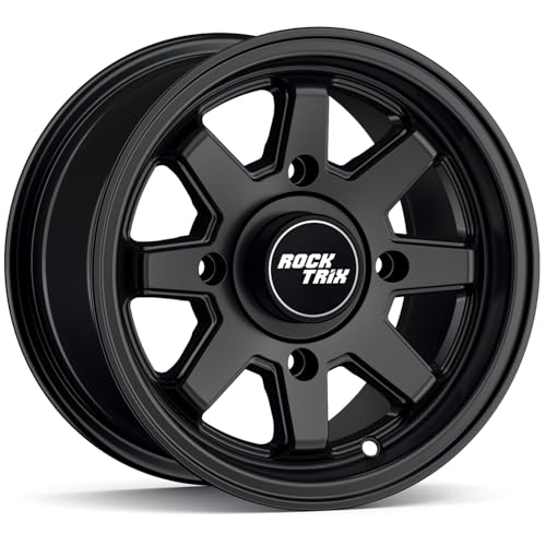 RockTrix RT116 12x7 ATV UTV Wheel 4x110 5+2 Offset, Matte Black, 1pc Single - size: 12x7 (5+2)