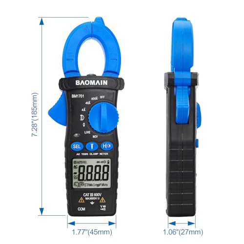 BAOMAIN Digital Clamp Meter 4000 Counts AC Current AC/DC Voltage BM1701