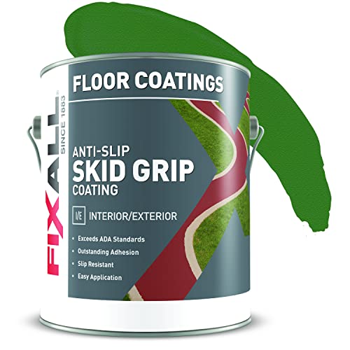 FIXALL Skid Grip Anti-Slip Coating, 1 Gallon, Emerald, Exceeds ADA Standards, Ideal for Safety Areas, Slip-Resistant Pavement, Cement & Concrete Paint - color: Emerald, size: 128 Fl Oz (Pack of 1)
