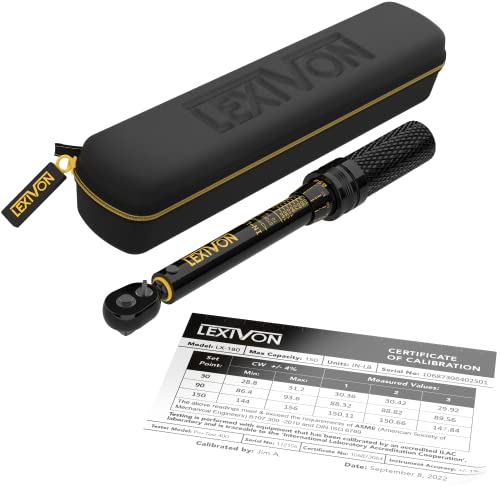 LEXIVON Inch Pound Torque Wrench 1/4-Inch Dr. | 72-Tooth Gear Dual-Direction Click Type | Micro-Adjustment 10~150 in-lb (1.1~16.9 Nm) | Zippered Protective Case (LX-180) - size: 1/4"DR. 10~150 IN-LB
