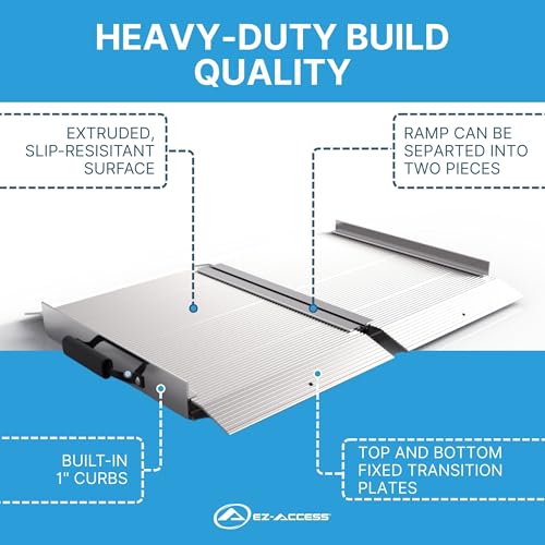 EZ-ACCESS TRAVERSE Aluminum Singlefold Folding Ramp, Portable Loading Ramps for Wheelchairs, Motorcycles, Lawn Tractors & ATVs, Heavy Duty Aluminum Folding Ramps with Carrying Handles (Silver, 2 Foot) - size: 2 Foot, style: Singlefold