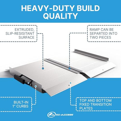 EZ-ACCESS TRAVERSE Aluminum Singlefold Folding Ramp, Portable Loading Ramps for Wheelchairs, Motorcycles, Lawn Tractors & ATVs, Heavy Duty Aluminum Folding Ramps with Carrying Handles (Silver, 2 Foot) - size: 2 Foot, style: Singlefold