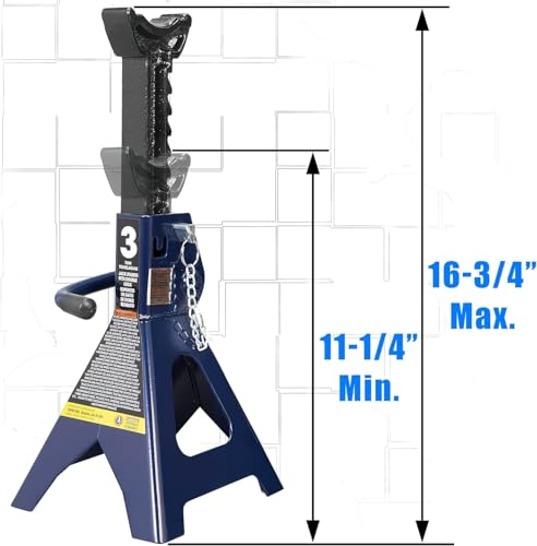TCE 3 Ton Double Locking Jack Stands, 11.2-16.7 Inch Adjustable Height - style: 3 ton double locking