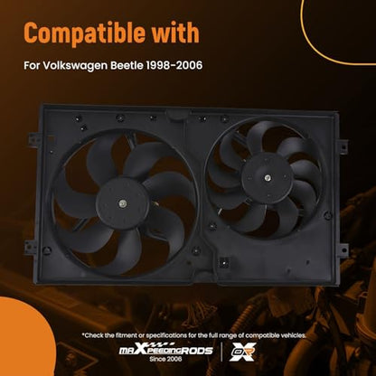 maXpeedingrods Radiator Condenser Cooling Fan Assembly for Volkswagen Beetle 1998-2006, 1C0121206A 1C0121206B 620-773 - size: 1C0121206A