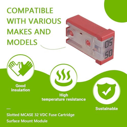 50A 32V Mini Slotted Automotive MCASE Shaped Cartridge Fuse Kit(Pack of 6pcs,50A) - style: 50A