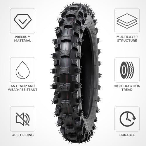 2.50-10 4PR TT 33J Off Road Mini Dirt Bike Front/Rear Tire and Inner Tube Compatible with 2.5-10 Off Road Dirt Bike Pit Bike/Motorcycle Tire (P-279)