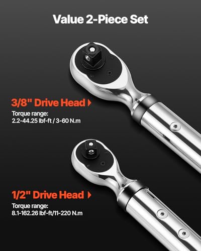 VEVOR Digital Torque Wrench 3/8 1/2 Inch Drive for Truck Auto Motor Bike - size: 1/2" 3/8"
