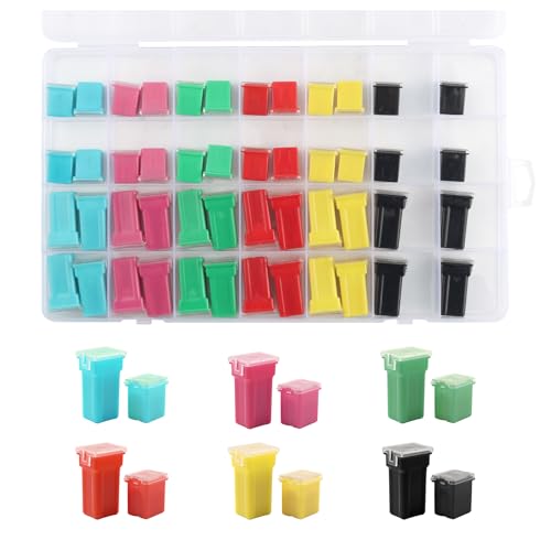 48PCS Tall & Low Profile Jcase Fuse Assortment Kit,Box Shaped Car Fuses Assortment Kit Includes 20A 30A 40A 50A 60A 80A,Professional Automotive Fuses Assortments Kits