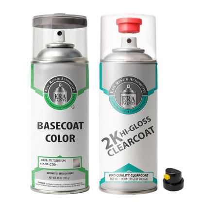ERA Paints - C06 - Quartz Brown Metallic for MITSUBISHI Exact OEM Color Match Automotive Touch Up Paint for Cars - Spray Paint with Premium Spray Nozzle - 2K Essential Kit - Made in USA - style: Spray - 2K Essential Kit