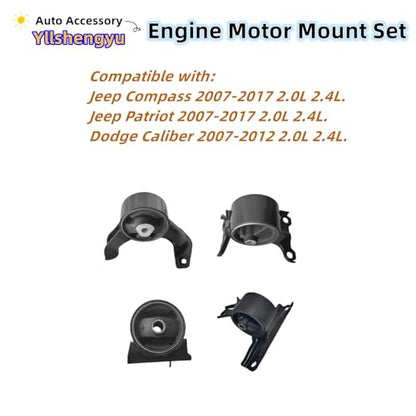 Engine Motor Transmission Mount Kit for Jeep Compass/Patriot - size: Jeep Compass/Patriot 2007-2017 2.0L/2.4L