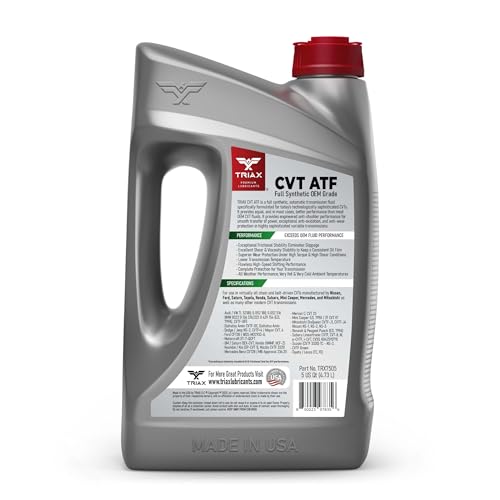 TRIAX CVT ATF – Universal Full Synthetic CVT Transmission Fluid (Green) – for Nissan NS-3, NS-2, Subaru CVTF-II, Honda HCF-2, Toyota CVT FE & Many More (5 Quart -1.25 Gallon) - size: 5 Quart (1.25 gallons)