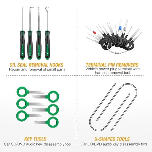 GOOACC 200Pcs Trim Removal Tool Auto Push Pin Bumper Retainer Clip Set - color: 200Pcs Clips Removal Kit Green