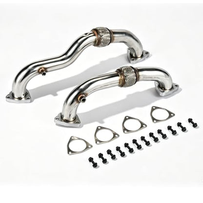 Stainless Steel Exhaust Pipes for Ford 2008-2010 F-250 F-350 F-450 F-550 SuperDuty 6.4L Powerstroke Diesel - size: for 2008-2010 F250 F350 F450 F550
