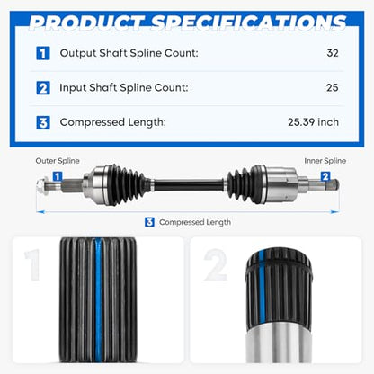 Front Left CV Axle Shaft Assembly 2009-2020 for Dodge Journey 2.4L(FWD)