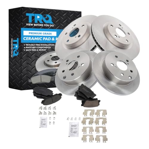 TRQ Front & Rear Ceramic Brake Pad & Rotor Set 11.06 in 5-Lug - style: BKA11521