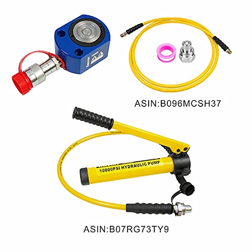 AMZCNC 10T Hydraulic Ram Cylinder Low Profile Hydraulic Cylinder Jack Single Section Mini Jack Ram 12mm Stroke - size: 10T