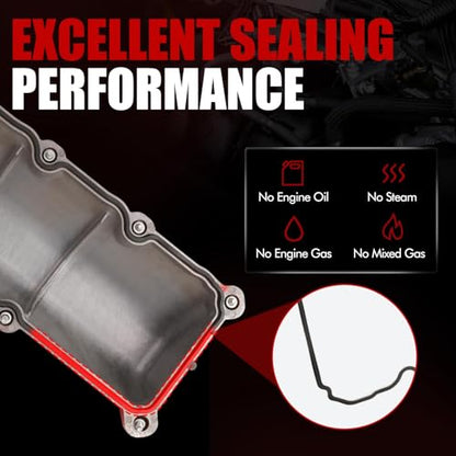 MITZONE Aluminum Valve Cover Set Compatible with Dodge Ram 1500 Durango Dakota Nitro Jeep Commander Grand Cherokee 3.7L V6 2004-2012 Replace 53021937AC 53021938AB - color: Red-Aluminum