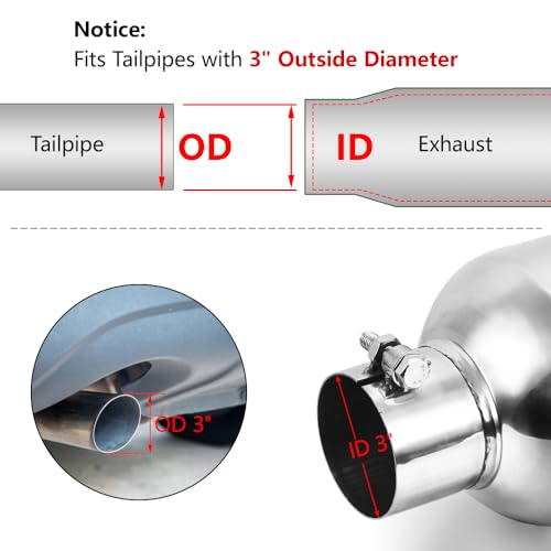 A-KARCK Exhaust Tip 3" Inlet to 6" Outlet, 15" Overall Length Polishing Bolt On Exhaust Tailpipe Tip Protect Tailpipe - size: 3" Inlet 6" Outlet 15" Long, style: POLISHED