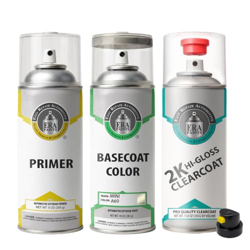 ERA Paints - A60 - Sparkling Silver Metallic for MINI Exact OEM Color Match Automotive Touch Up Paint for Cars - Spray Paint with Premium Spray Nozzle - 2K Premium Kit - Made in USA - style: Spray - 2K Premium Kit