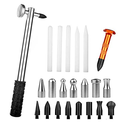 LadyRosian Dent Repair 22PCS Tools Paintless Dent Repair Hammer with Knock Down Head Tap Tools Set for Car Dent Removal