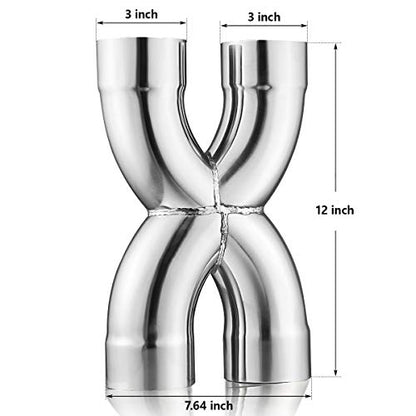 A-KARCK Exhaust Tip X Pipe 3" Inlet, Dual 3" Inlet Dual 3" Outlet Muffler Tip, Crossover X Pipe Stainless Steel Weld On - size: 3 Inch, style: X Pipe-A