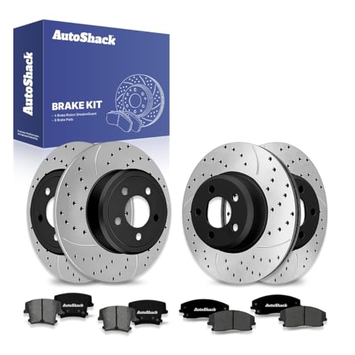 AutoShack Front & Rear E-Coated Rotors & Premium Pads for Chrysler 300 2023 - style: ShadowGuard & Premium Pad