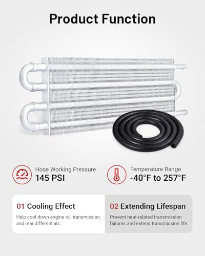 EVIL ENERGY 5/16" Transmission Oil Cooler, 4 Pass Tube and Fin Cooler Kit Universal Aluminium Silver - color: Silver, size: 4 Pass