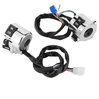 Motorcycle Handlebar Switch Assembly 25mm, Left & Right Pair Control Unit with Turn Signal, Horn, Headlight High/Low Beam for Scooter Moped ATV UTV