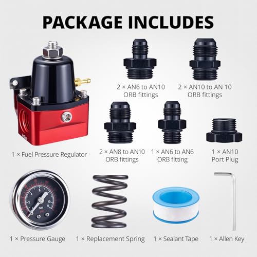 EVIL ENERGY Fuel Pressure Regulator (20-75PSI, 75-120PSI), 6AN EFI Adjustable - color: Red