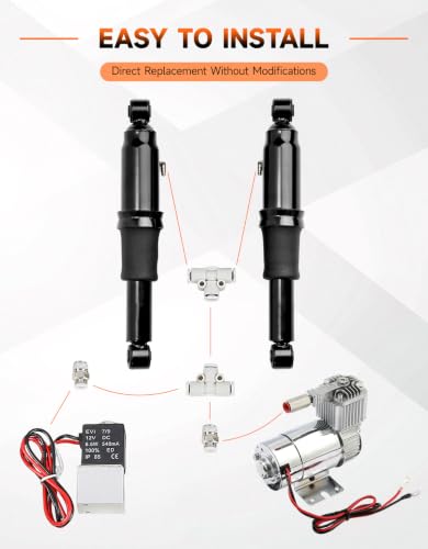 TCT-MOTORPARTS Rear Air Ride Suspension Kit Fit for Harley Touring 1994-25 - color: Air Ride Suspension Set #2