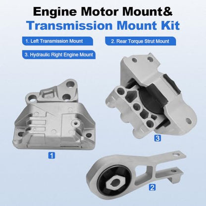Engine Motor Transmission Mounts Set Replacement for 2016-2018 Fiat 500X