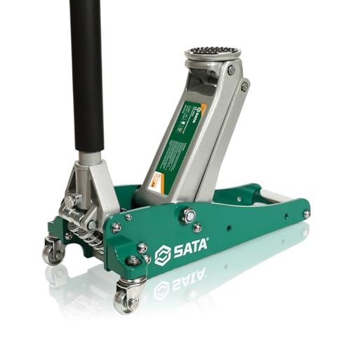 SATA 1.5-Ton (3,300 lb) Aluminum & Steel Hybrid Jack, Portable Design with Dual-Piston Quick Lift Pump, Tested for 1.5X Overload for Ultimate Safety
