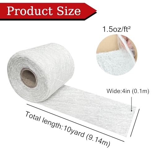 1.5oz Fiberglass Chopped Strand Mat, 10 Yards X 4" Fiberglass Mat - size: 10 Yards X 4"
