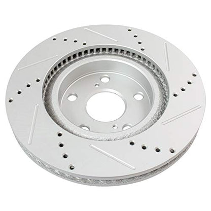 TRQ Performance Front and Rear Brake Rotor Set Coated Drilled Slotted - style: BRA15025