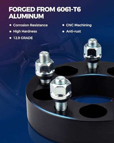 KAX 5x4.5 Lug-Centric Wheel Spacers 1 inch for Toyota Camry - color: Black, size: 5x4.5 -73mm -M12x1.5 -1" thick -2Pcs