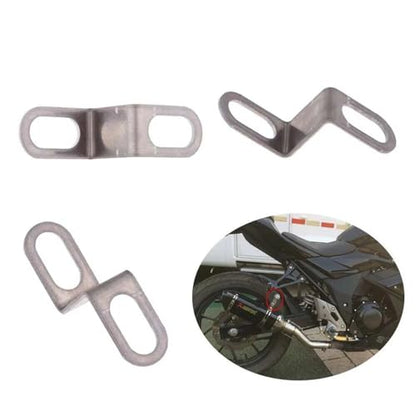 2 Pack Motorcycle Exhaust Muffler Pipe Bracket Hanger Mount Connector Z Support Stand Joint for Motorbike Silencer Exhaust Pipes Mounting Clamp Fasten Clip Round Band (Long + Short)