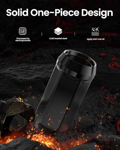 GAsupply 14X1.5 Black Lug Nuts, 24pcs 1.9" Tall 3/4" 19mm Hex, Cone Seat - color: Black, size: M14x1.5, style: 24pcs - 1.9" Tall
