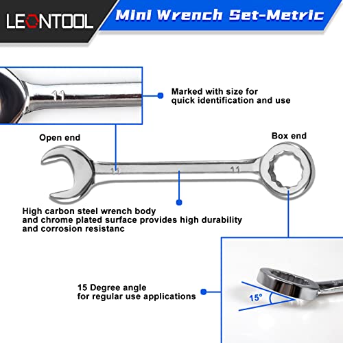 Small Wrench Set Metric 10 Pcs 4mm To 11mm Open End And Box End Spanner Wrenches with Key Ring, Ignition Wrench Set Standard with Portable Storage Pouches - style: Metric