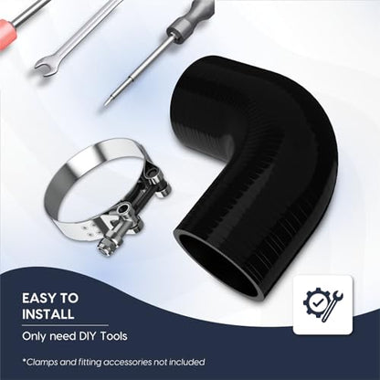 Endure 90 Degree Silicone Elbow Intake Hose 4-Ply, 2.5"(63mm) - Black - color: Black, size: ID - 2.5Inch(63mm)