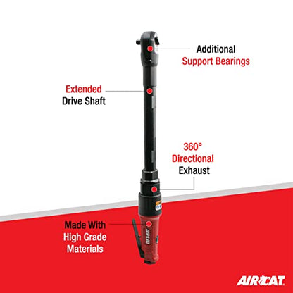 AIRCAT Pneumatic Tools 808-15-25: 15.3 Inch Long Reach Ratchet 200 RPM, 30 ft-lbs Maximum Torque - 1/4-Inch - size: 1/4-Inch (Pack of 1)