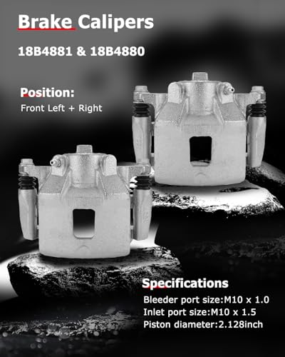 cciyu Front Left & Right Disc Brake Calipers With Bracket 18B4880 18B4881 - size: Front[18B4880+18B4881]