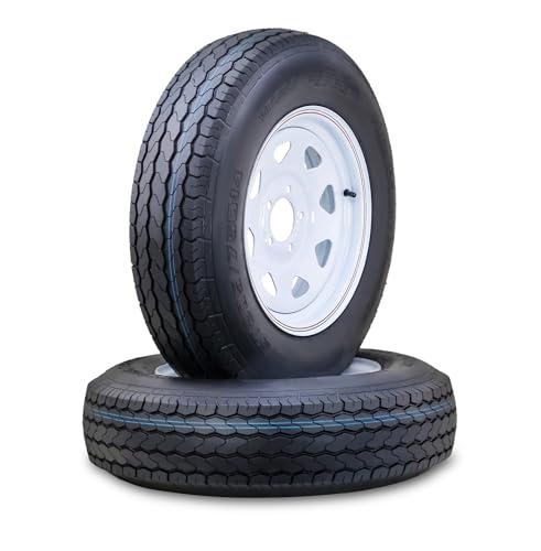 Free Country Trailer Tire Wheel ST205/75D14 6PR C 99L 5X4.5 White Spoke Pk2 - size: ST205/75D14