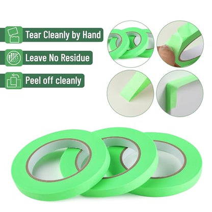 Mr. Pen- Green Masking Tape, 0.6 Inch Wide, 3 Rolls, 3 x 55 Yards - color: Light Green
